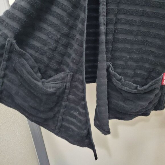 Hard Tail Forever Y2K Women's Black Terry Stripe Asymmetrical Hooded Cardigan M - Picture 3 of 9